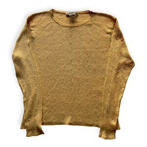 Samantha Taylor 100% Silk Gold Cable Knit Sweater XL Quiet Luxury Old Money